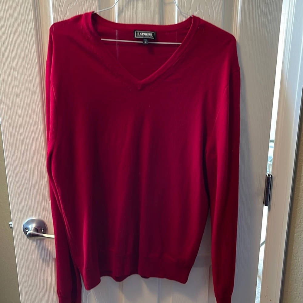 Express Men’s Red v neck sweater